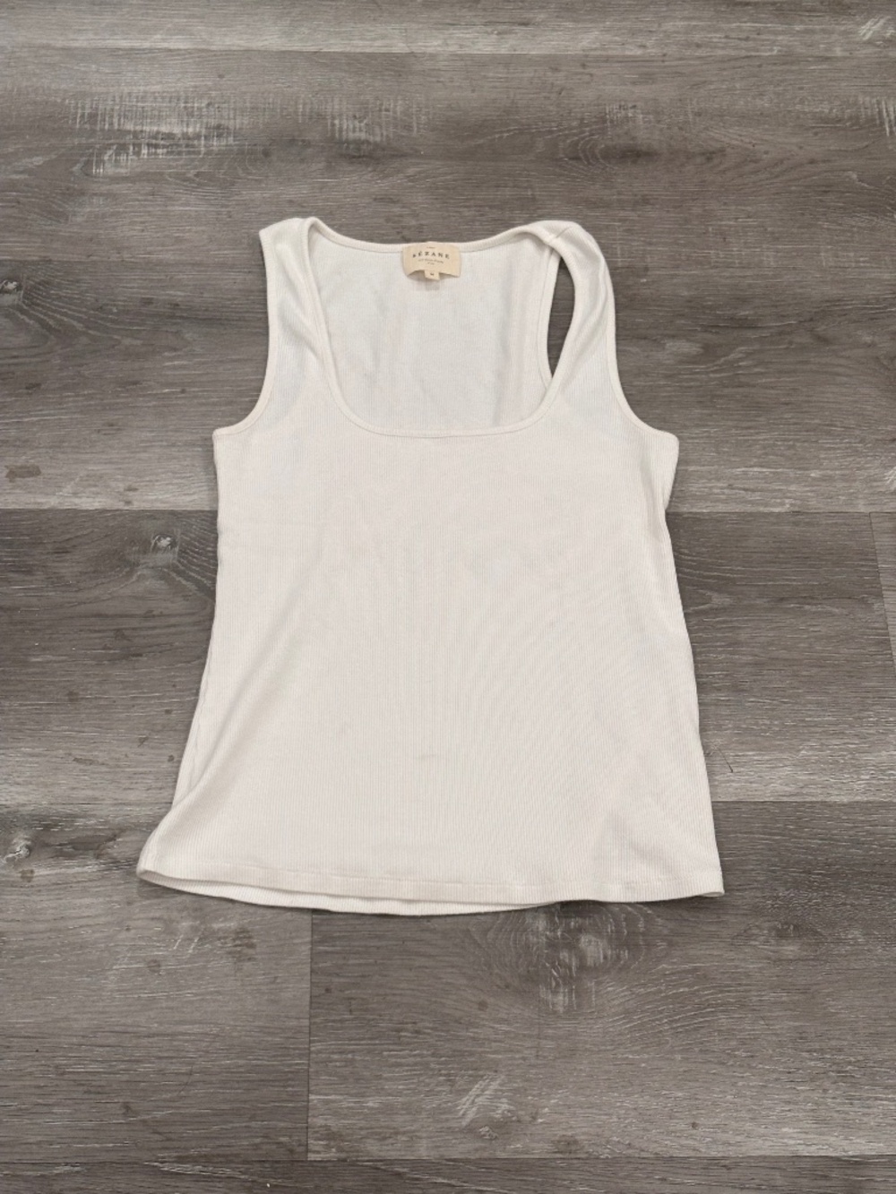 Sezane John Cotton Tank Top Womens M White Scoop Neck Luxury Read